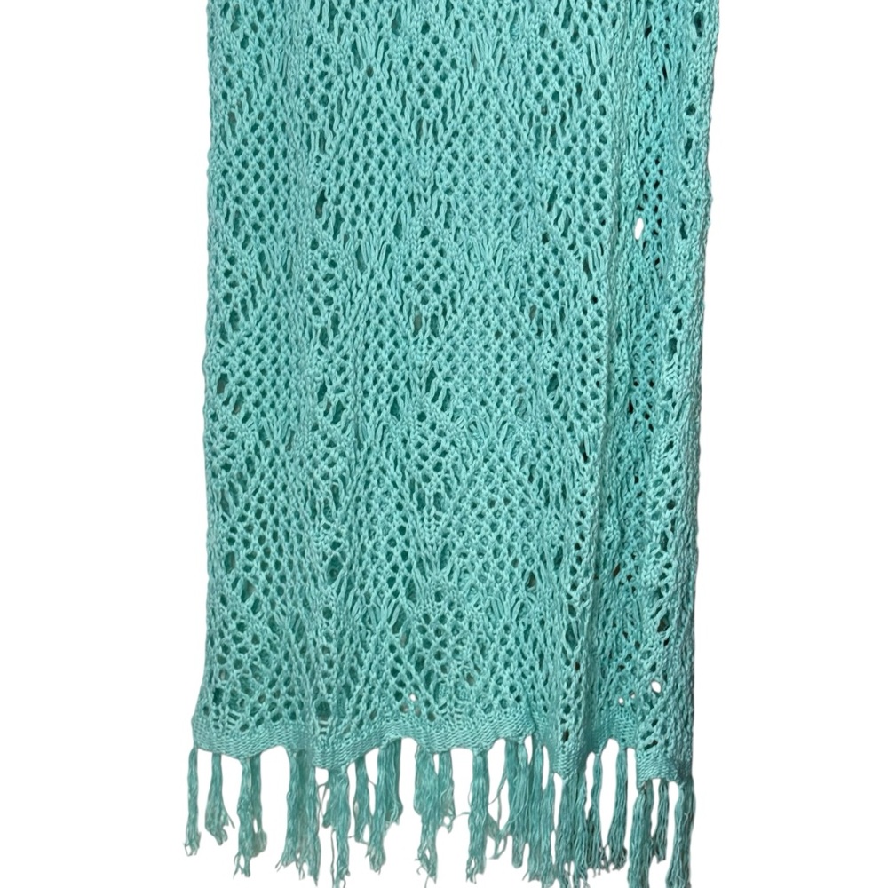 Torrid Crochet Knit Fringe Coverup Dress Size 1X Mint Blue Beach Boho Vacation - Picture 9 of 14